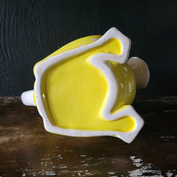 Vintage 1970’s Whimsical Frog Watering Pitcher Yellow With White Polka Dots - Picture 7 of 7